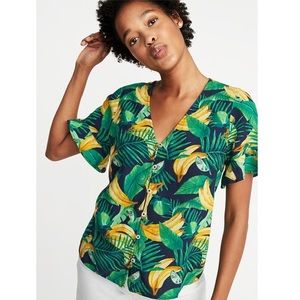 Old Navy Tropical Print Button Down Short Sleeve Shirt in XXL